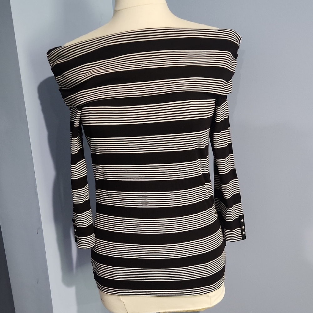 NWT White House Black Market off the shoulder striped top Size Small